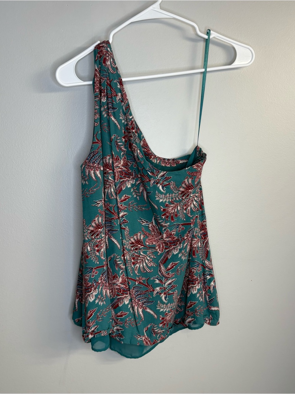 LOFT Teal One-Shoulder Floral Camisole